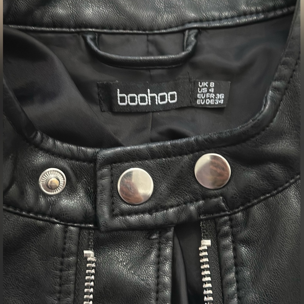 Boohoo Black and White Leather Jacket - Picture 4 of 6